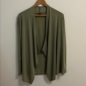 Open Front Draped Cardigan Medium Olive Green Lightweight Casual Staple Piece